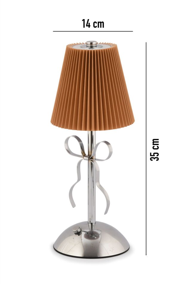 Kumaş Şapkalı Şarjlı Dokunmatik Masa Lambası Abajur Gece Lambası 3 Işık Rengi Dim Özellikli Kardel