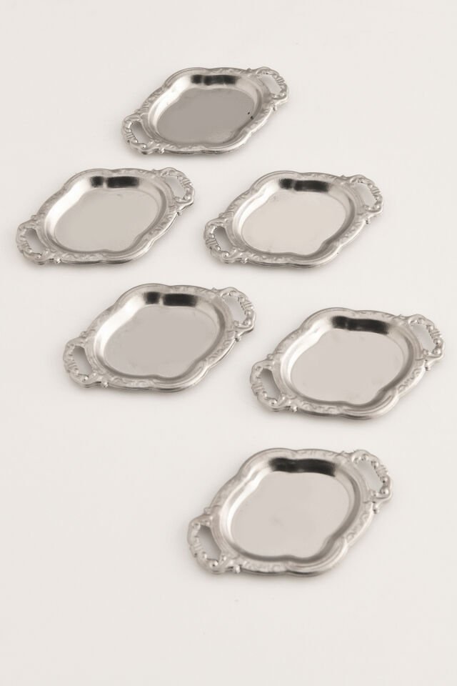 Cenz Kulplu Minimal Kahve Yanı Oval Sunumluk 6 Lı Takım