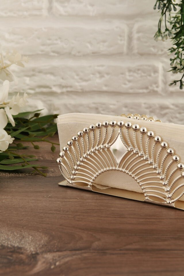 Mion Gümüş Paslanmaz Lüks Peçetelik Düzenleyici Sunum Mutfak Dekorasyonu Sofra