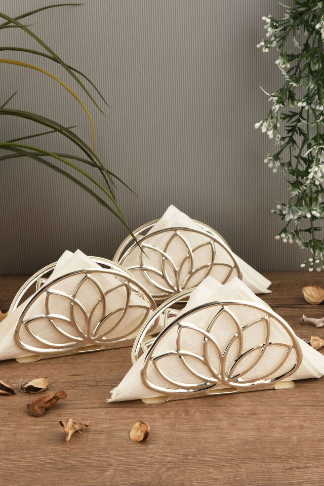 Almar Gümüş Paslanmaz Çelik Ultra Lüks Peçetelik Düzenleyici Sunum Mutfak Dekorasyonu Sofra