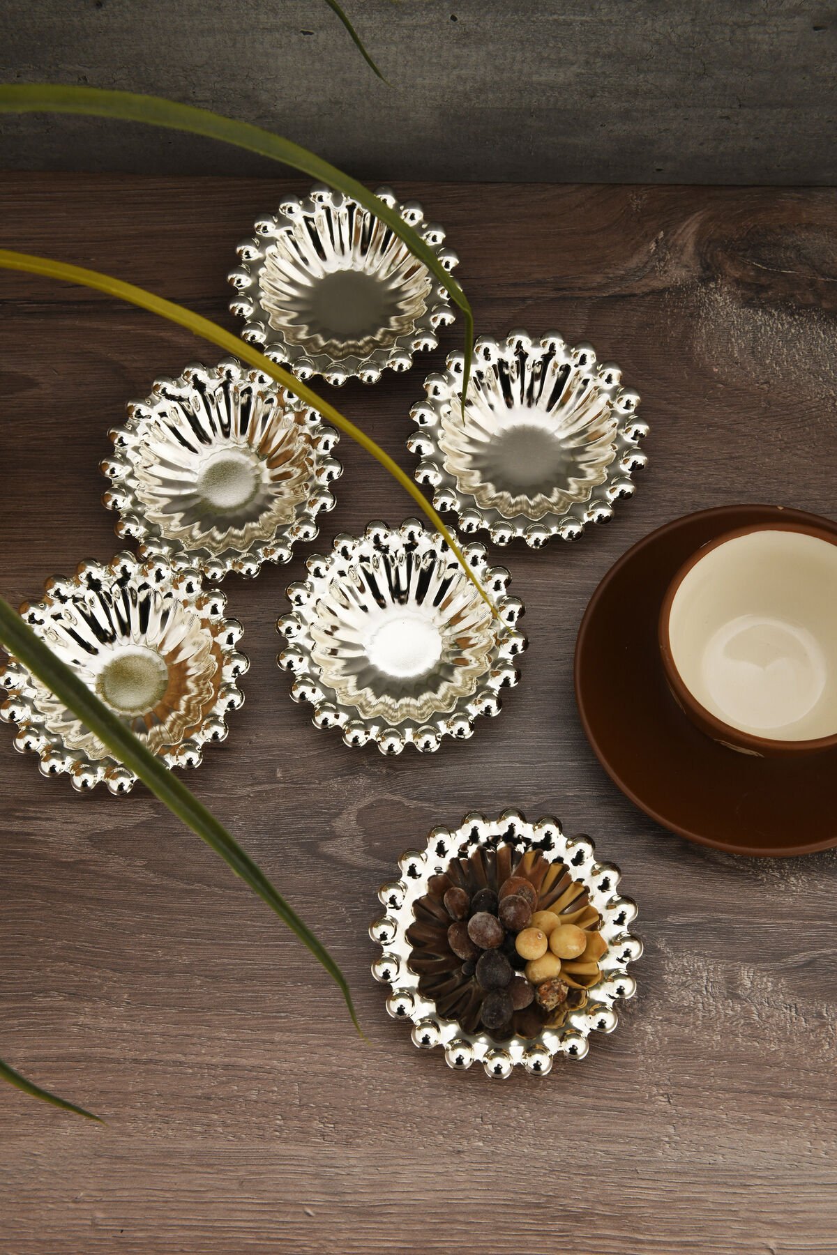 Welin'S Gümüş 6'lı Set Şekerlik Lokumluk Çerezlik Kahve Yanı Sunumluk Dekoratif Kase