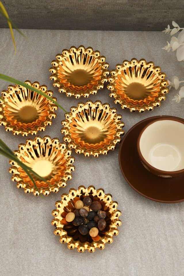 Welin 6 Lı Kahve Yanı Boncuklu Mini Lokumluk