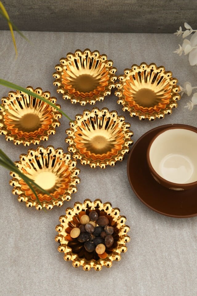 Welin 6 Lı Kahve Yanı Boncuklu Mini Lokumluk