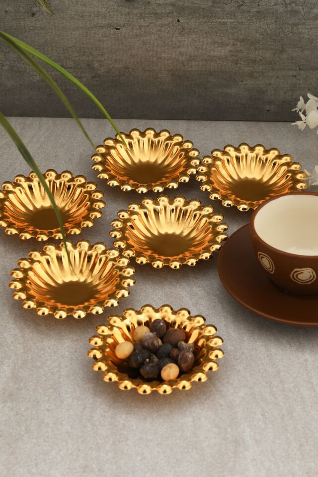 Welin 6 Lı Kahve Yanı Boncuklu Mini Lokumluk