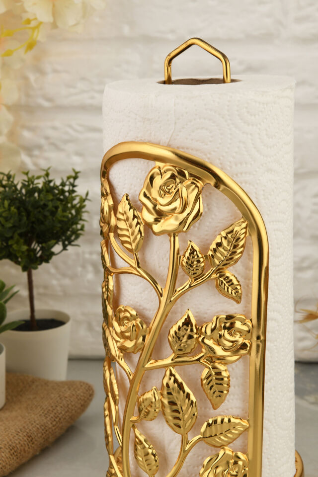Rondos Gold Paslanmaz Ultra Lüks Rulo Peçetelik Düzenleyici Sunum Mutfak Dekorasyonu Sofra