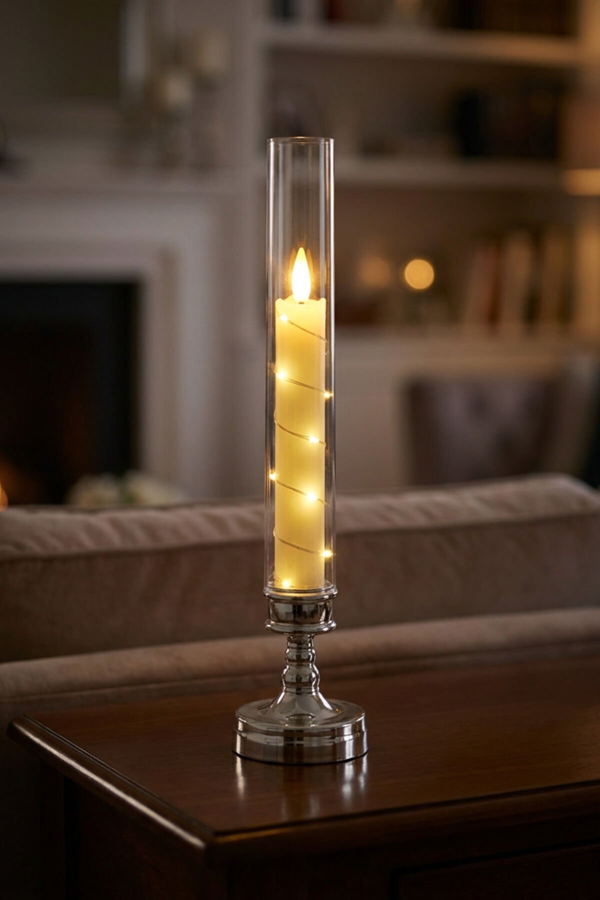 Lumoxi 1 Adet Peri Led Işıklı Mum Görünümlü Pilli Şamdan Dekoratif Aydınlatma Obje Masa Lambası