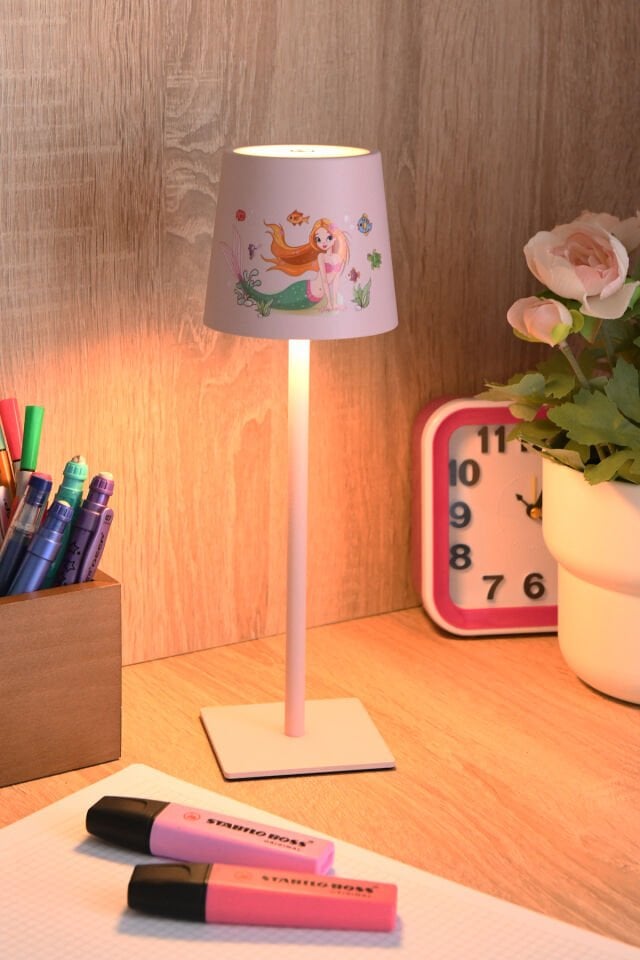 Şapkalı Şarjlı Dokunmatik Kız Çocuk Odası Masa Lambası Abajur Gece Lambası 3 Işık Rengi Melda