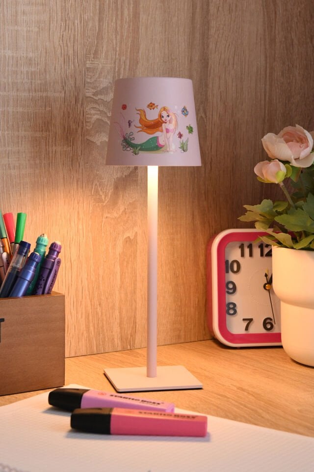 Şapkalı Şarjlı Dokunmatik Kız Çocuk Odası Masa Lambası Abajur Gece Lambası 3 Işık Rengi Melda