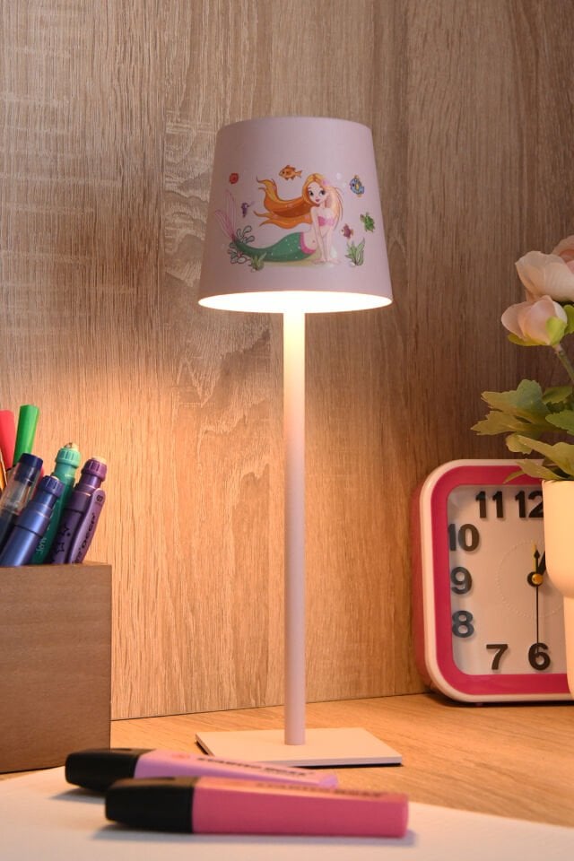 Şapkalı Şarjlı Dokunmatik Kız Çocuk Odası Masa Lambası Abajur Gece Lambası 3 Işık Rengi Melda
