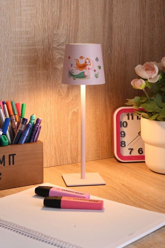 Şapkalı Şarjlı Dokunmatik Kız Çocuk Odası Masa Lambası Abajur Gece Lambası 3 Işık Rengi Melda