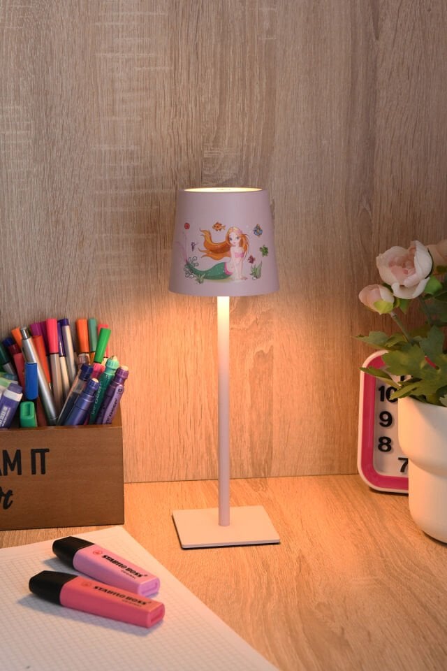 Şapkalı Şarjlı Dokunmatik Kız Çocuk Odası Masa Lambası Abajur Gece Lambası 3 Işık Rengi Melda