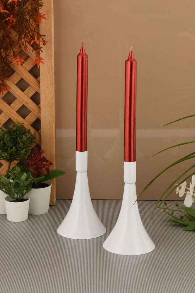 Lover Beyaz Mumluk Dekoratif Şamdan Düz Taban Paslanmaz Kaplama Modern 10x16 Mum Tutacağı