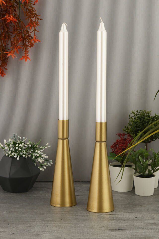 Gualo Eskitme Mumluk Dekoratif Şamdan Düz Taban Paslanmaz Kaplama Modern 5x18 Mum Tutacağı