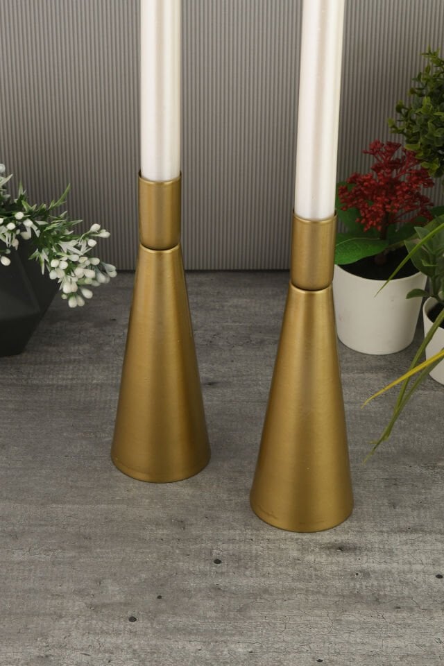 Gualo Eskitme Mumluk Dekoratif Şamdan Düz Taban Paslanmaz Kaplama Modern 5x18 Mum Tutacağı