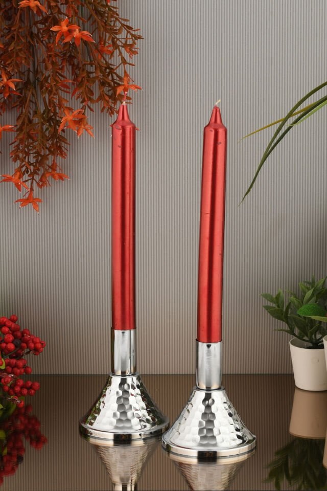 Olena Renk Mumluk Dekoratif Şamdan Düz Taban Paslanmaz Kaplama Modern 6x10 Mum Tutacağı