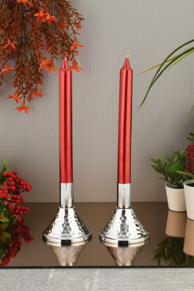 Olena Renk Mumluk Dekoratif Şamdan Düz Taban Paslanmaz Kaplama Modern 6x10 Mum Tutacağı