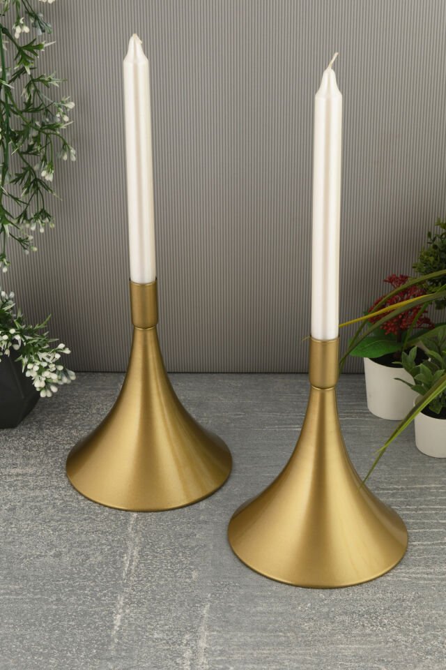 Yolen Eskitme Mumluk Dekoratif Şamdan Düz Taban Paslanmaz Kaplama Modern 13x16 Mum Tutacağı