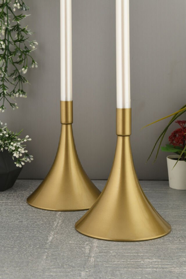 Yolen Eskitme Mumluk Dekoratif Şamdan Düz Taban Paslanmaz Kaplama Modern 13x16 Mum Tutacağı