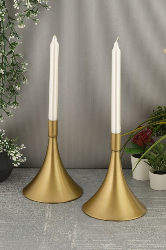 Yolen Eskitme Mumluk Dekoratif Şamdan Düz Taban Paslanmaz Kaplama Modern 13x16 Mum Tutacağı