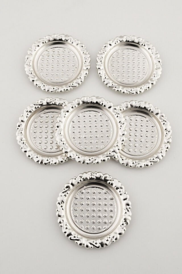 Velis'S Gümüş 6'lı Set Şekerlik Lokumluk Çerezlik Kahve Yanı Sunumluk Dekoratif Nokta Kase