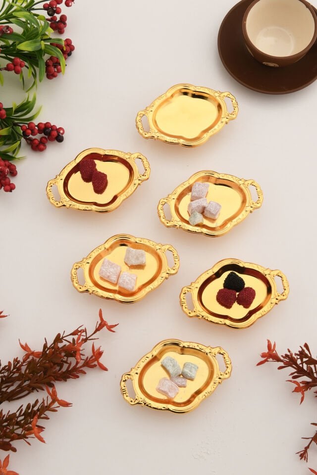 Viola Oval Model Ayaklı Lokumluk 6'lı Takım