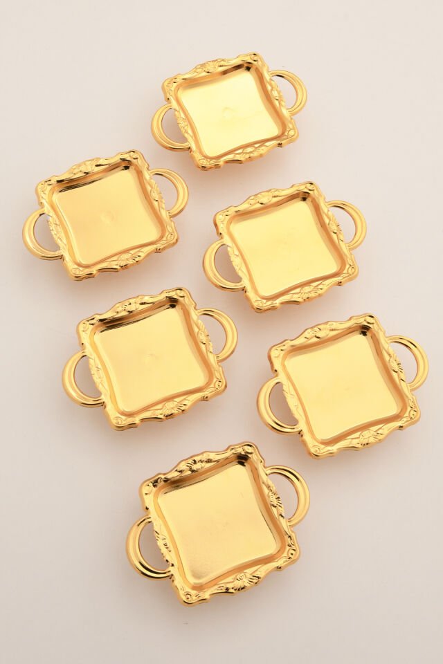Giallo Gold Kare Model Ayaklı lokumluk 6'lı Takım