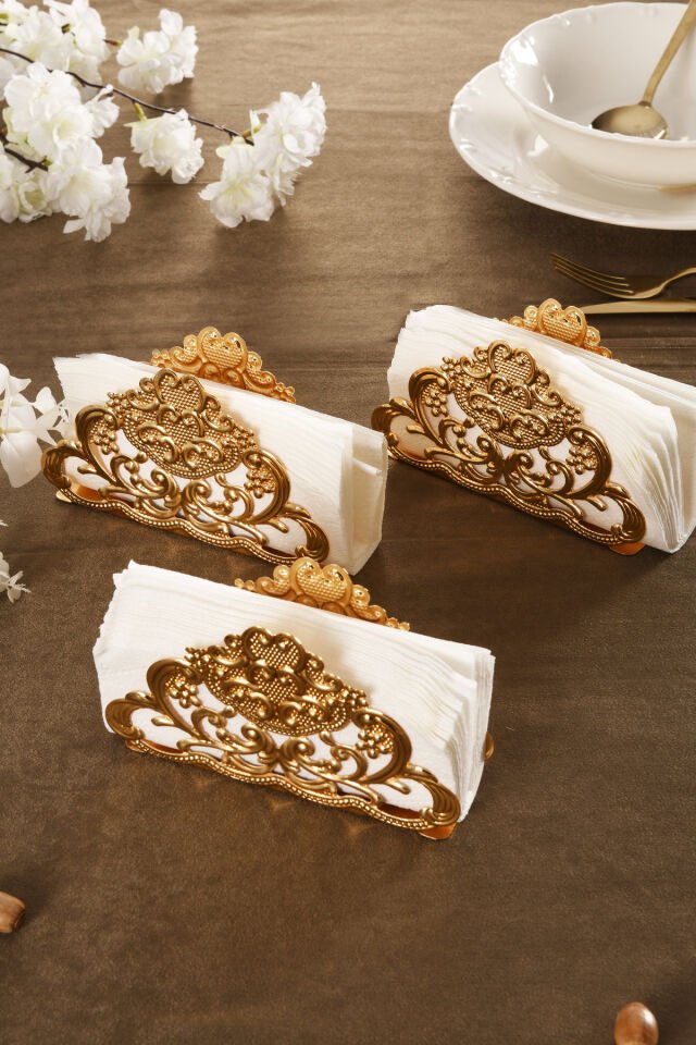 Joven Lüks Peçetelik 3 Lü Takım Gold