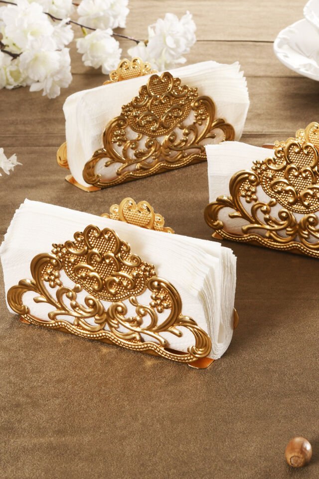 Joven Lüks Peçetelik 3 Lü Takım Gold