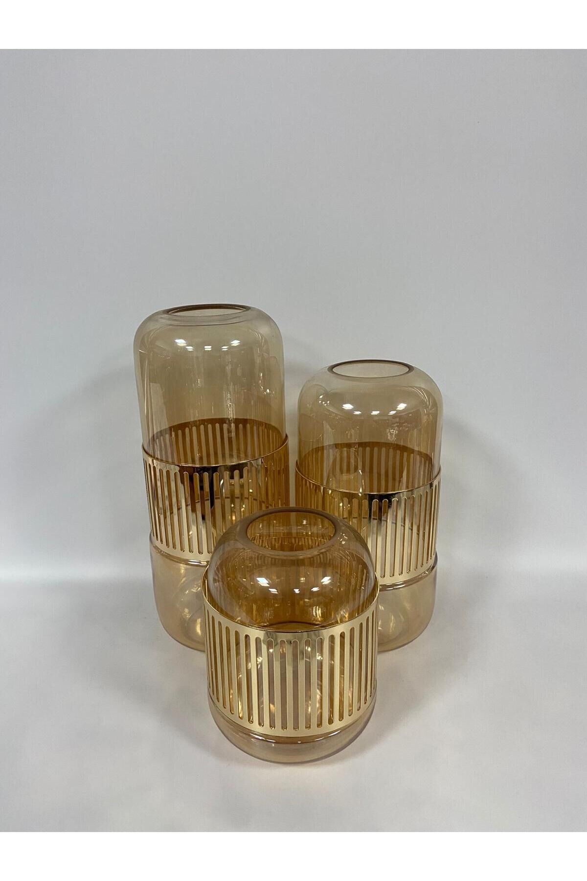 Remiz Kemerli Vazo 3lü Takım Sarı