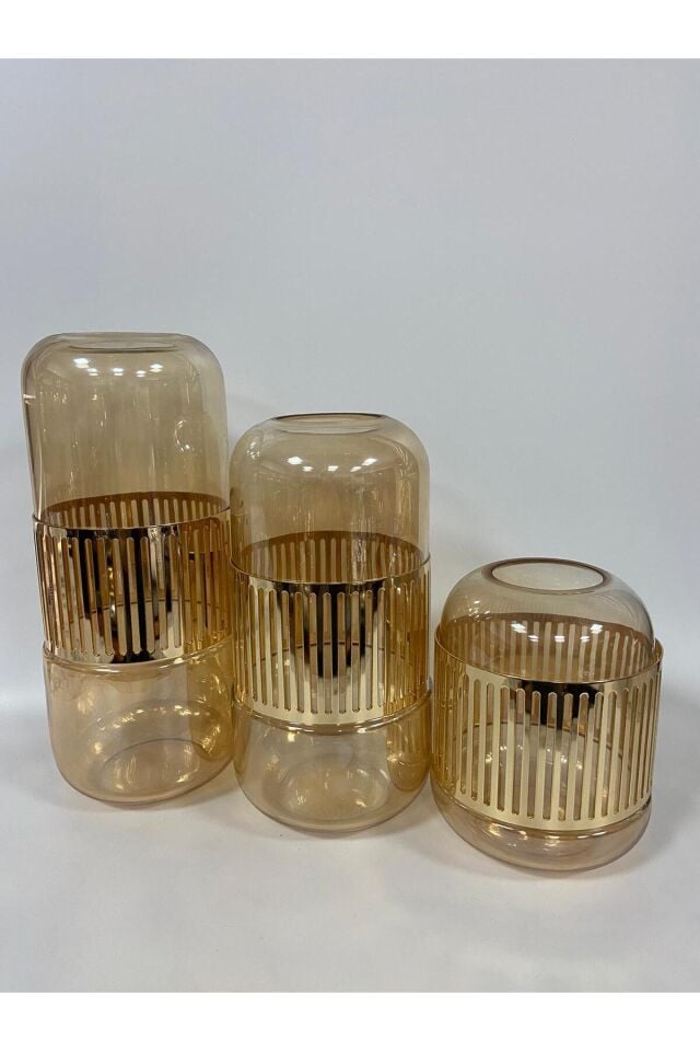 Remiz Kemerli Vazo 3lü Takım Sarı