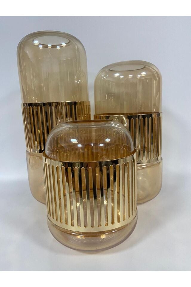 Remiz Kemerli Vazo 3lü Takım Sarı