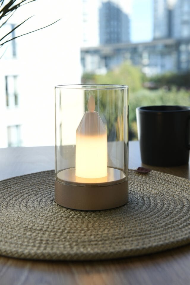 Mum Efektli Şarjlı Dokunmatik Masa Lambası Abajur Gece Lambası 3 Işık Rengi Dim Özellikli Kendil