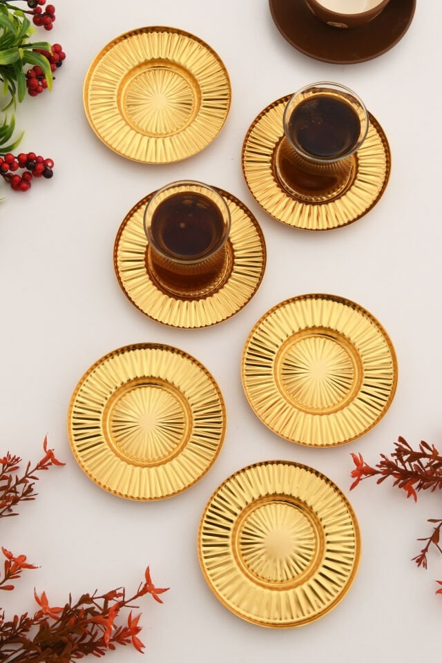 ELYSİA ÇAY TABAĞI 6 LI TAKIM GOLD
