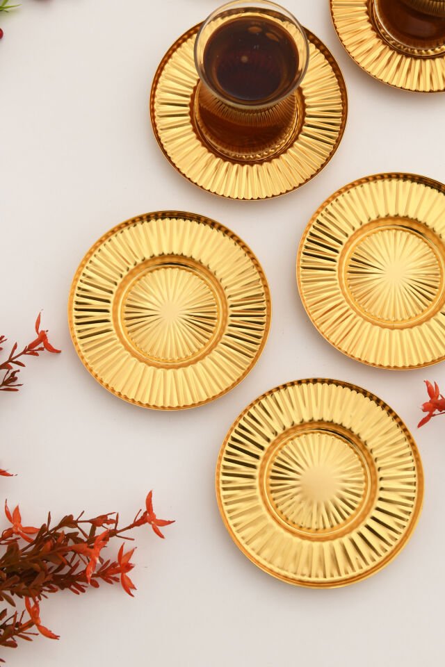 ELYSİA ÇAY TABAĞI 6 LI TAKIM GOLD