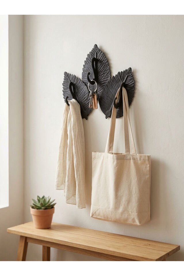 Ruby 3'lü Askılık Banyo Askısı Duvar Askısı Mutfak Askısı Güçlü Yapışkanlı Metal Boyalı Paslanmaz