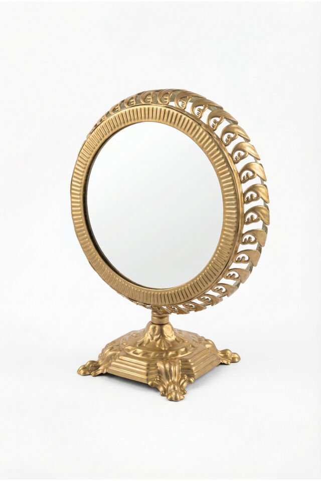 Polines El Aynası Masa Aynası Makyaj Aynası Ayarlanabilir Yuvarlak Paslanmaz Çelik Lüks