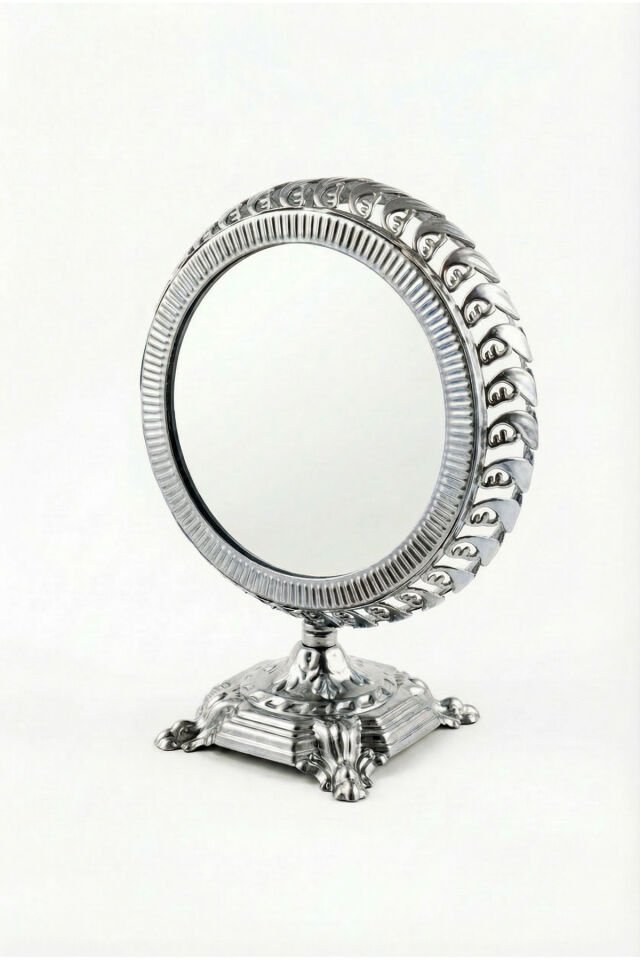 Polines El Aynası Masa Aynası Makyaj Aynası Ayarlanabilir Yuvarlak Paslanmaz Çelik Lüks