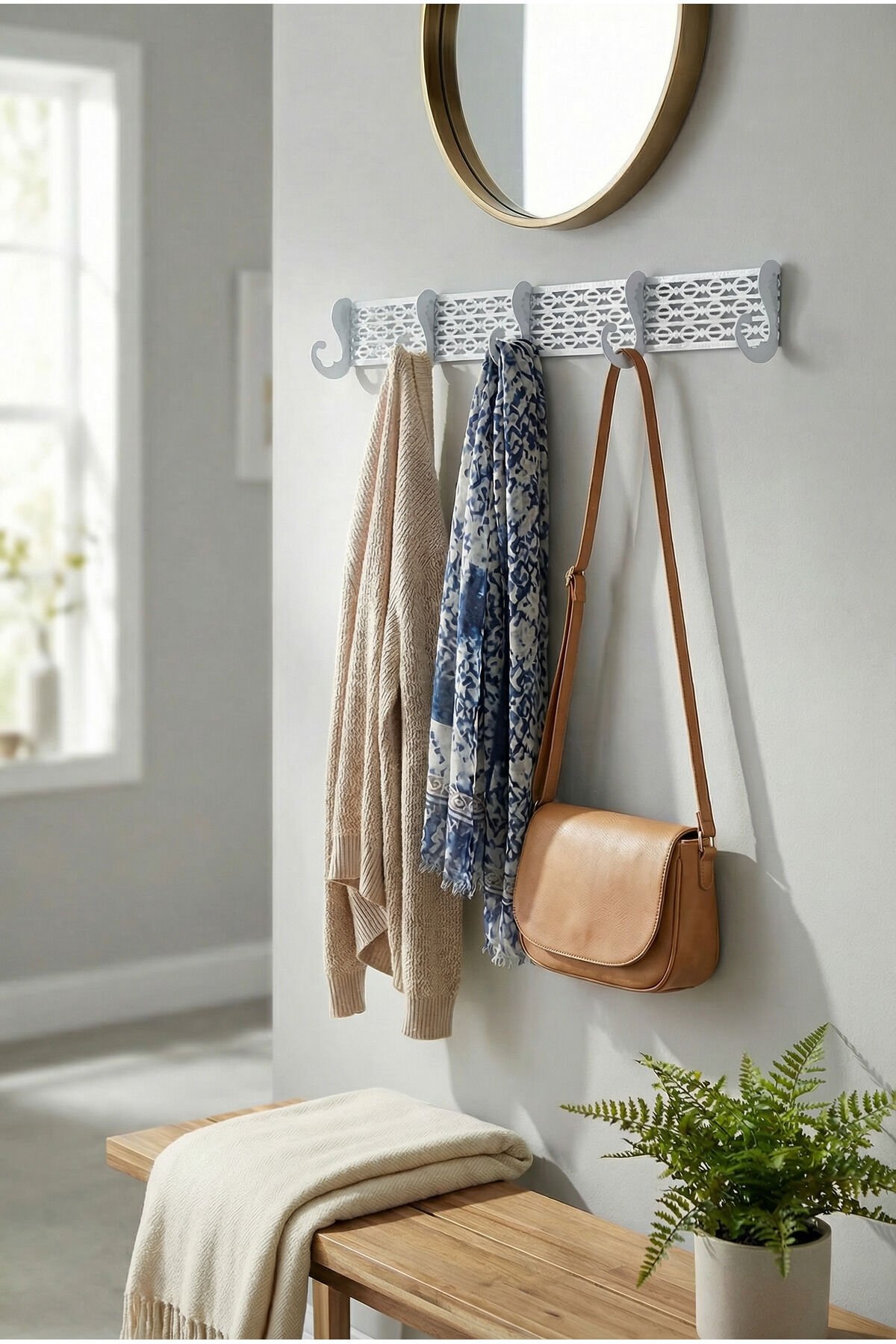 Kuante 3'lü Kapı Arkası Askılık Banyo Askısı Duvar Askısı Yapışkanlı Metal Boyalı Paslanmaz