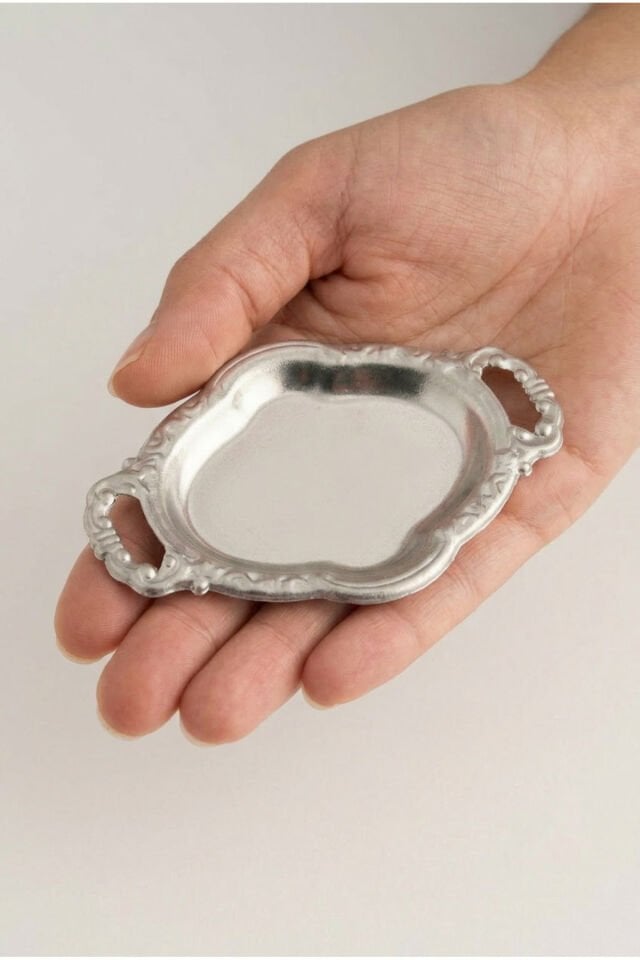 Cenz Kulplu Minimal Kahve Yanı Oval Sunumluk
